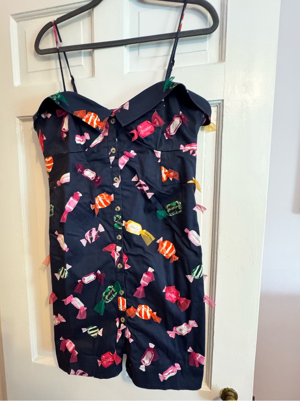 NWT Maeve Mini Dress Navy Blue Candy Print, 3D accents, Sz 10